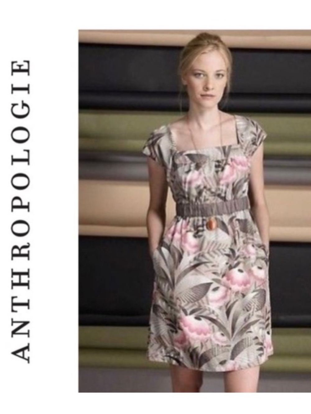 Moulinette Soeurs Pink Floral Square-Neck Mini Dress